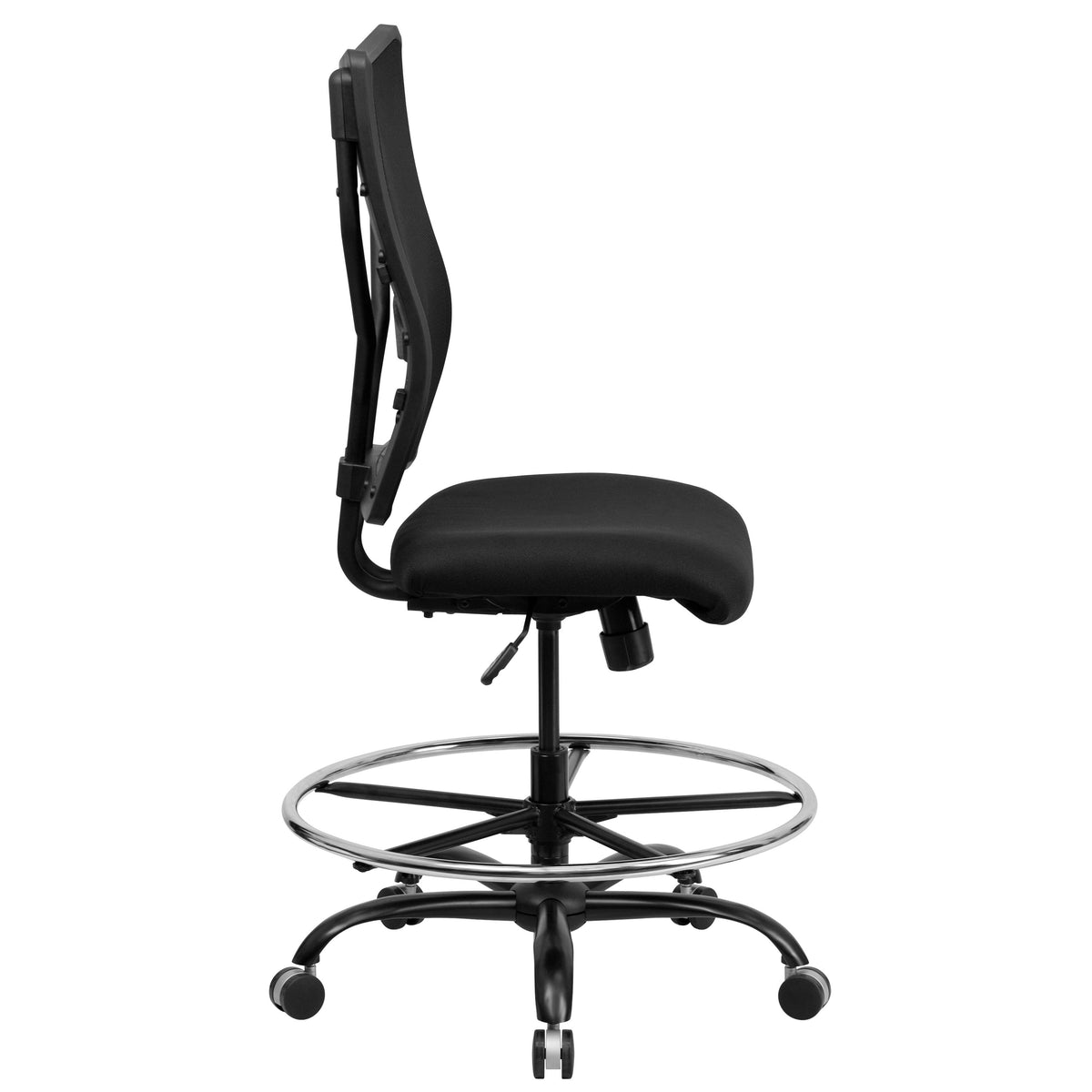 Big & Tall 400 lb. Rated Black Mesh Ergonomic Drafting Chair