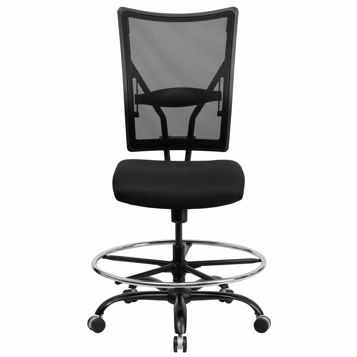 Big & Tall 400 lb. Rated Black Mesh Ergonomic Drafting Chair