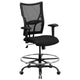 Big & Tall 400 lb. Rated Black Mesh Ergonomic Drafting Chair w/ Adjustable Arms