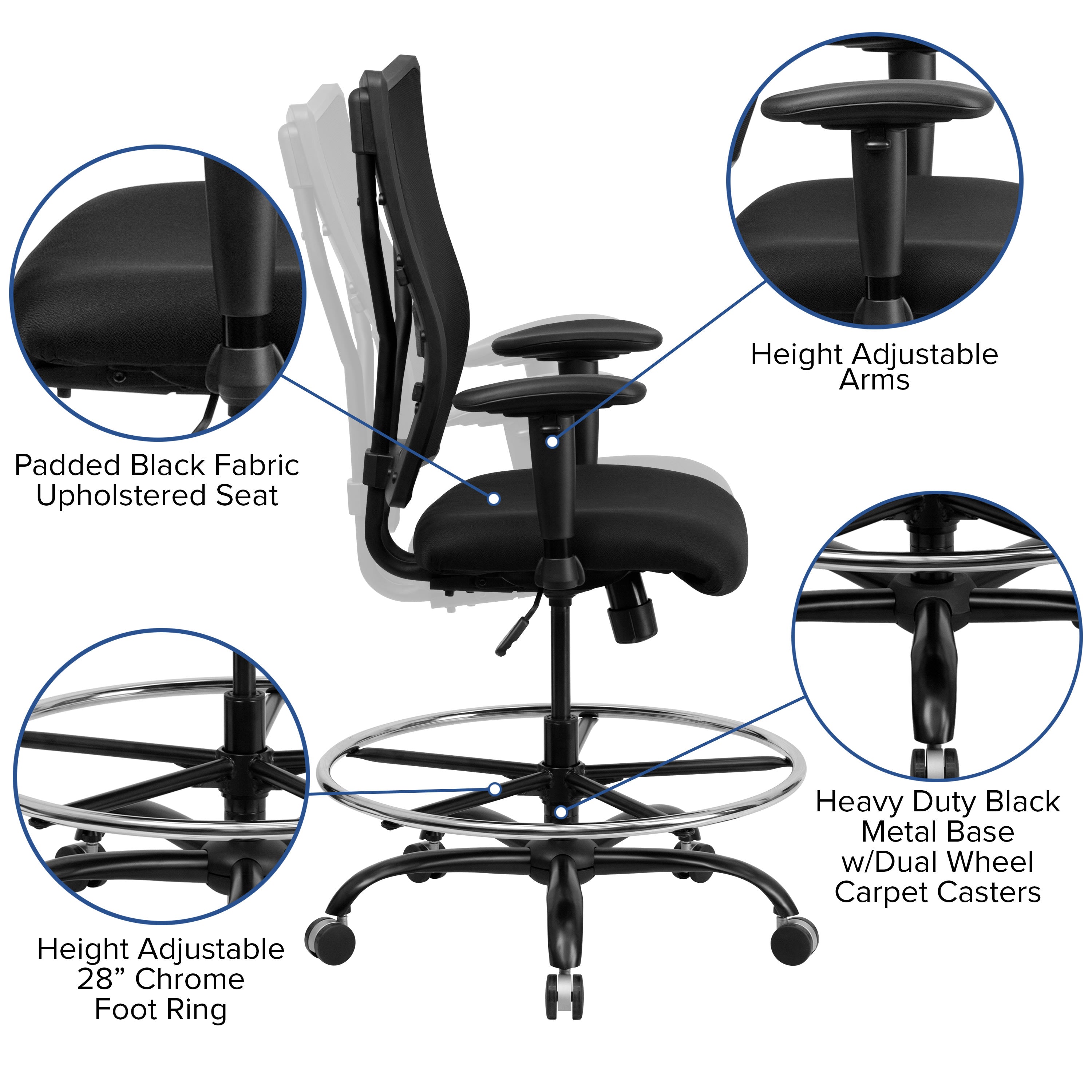 Drafting chair shop 400 lb capacity