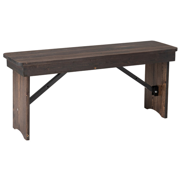 Mahogany |#| 40" x 12" Mahogany Solid Pine Folding Farm Bench