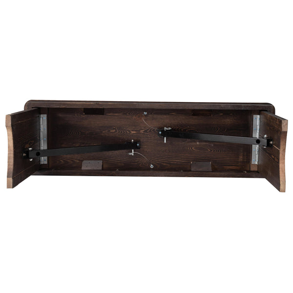 Mahogany |#| 40" x 12" Mahogany Solid Pine Folding Farm Bench