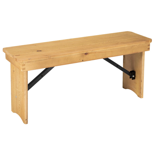 Light Natural |#| 40" x 12" Light Natural Solid Pine Folding Farm Bench