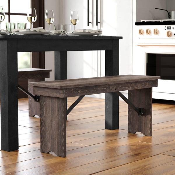 Mahogany |#| 40" x 12" Mahogany Solid Pine Folding Farm Bench