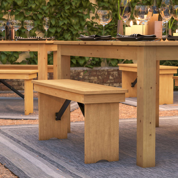 Light Natural |#| 40" x 12" Light Natural Solid Pine Folding Farm Bench