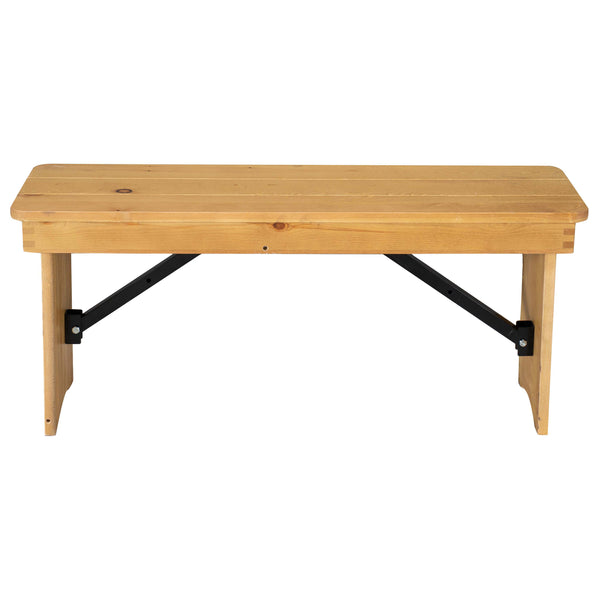 Light Natural |#| 40" x 12" Light Natural Solid Pine Folding Farm Bench
