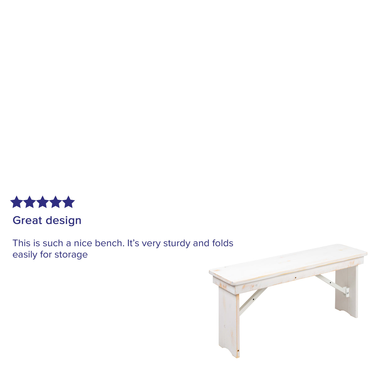 Antique Rustic White |#| 40" x 12" Antique Rustic White Solid Pine Folding Farm Bench - Portable Bench