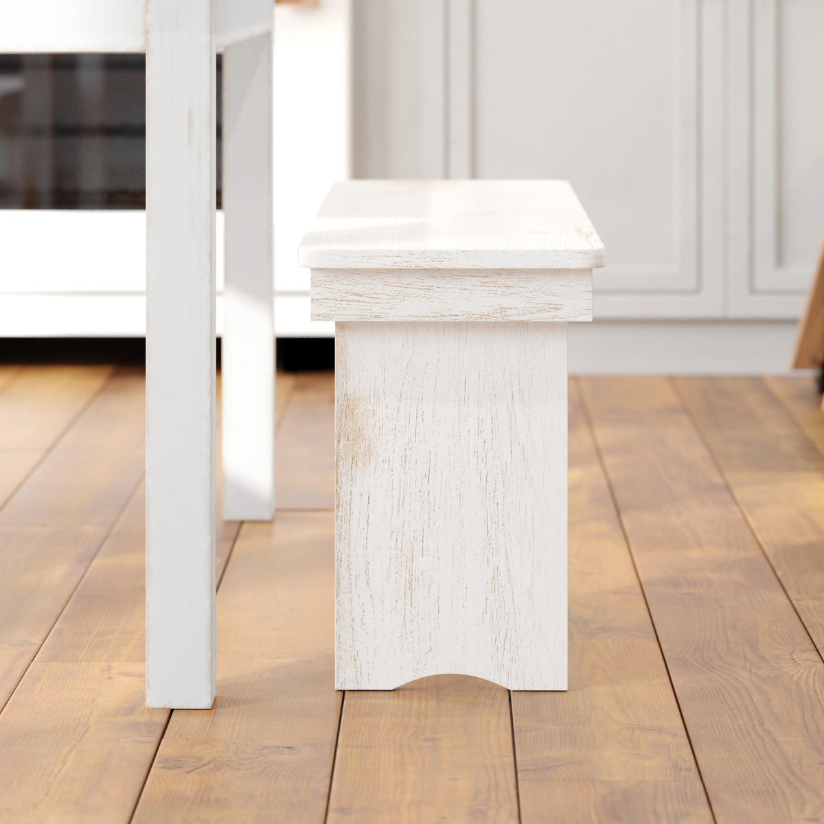 Antique Rustic White |#| 40" x 12" Antique Rustic White Solid Pine Folding Farm Bench - Portable Bench