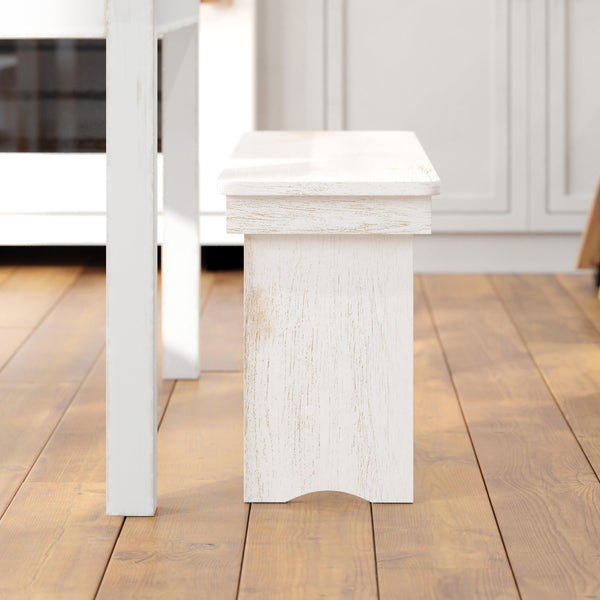 Antique Rustic White |#| 40" x 12" Antique Rustic White Solid Pine Folding Farm Bench - Portable Bench