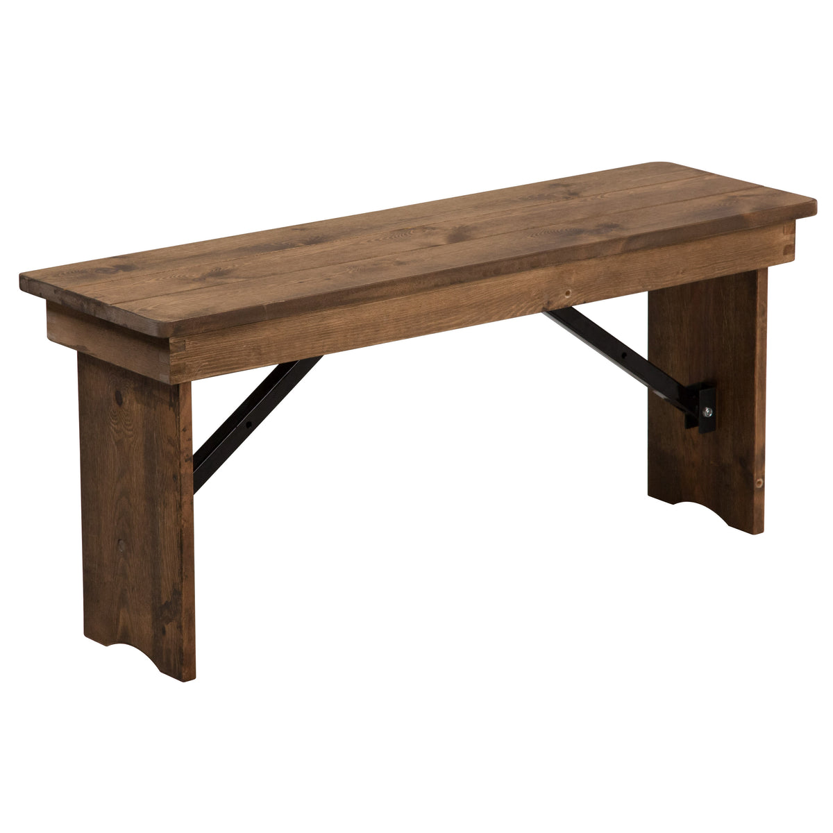 Antique Rustic |#| 40" x 12" Antique Rustic Solid Pine Folding Farm Bench
