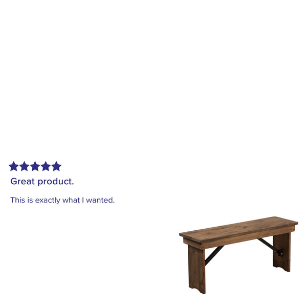 Antique Rustic |#| 40" x 12" Antique Rustic Solid Pine Folding Farm Bench
