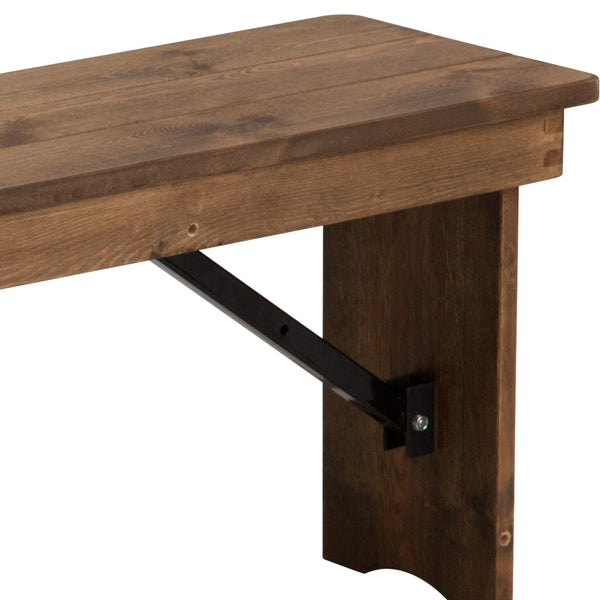 Antique Rustic |#| 40" x 12" Antique Rustic Solid Pine Folding Farm Bench