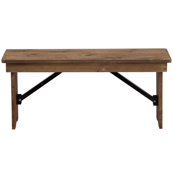 Antique Rustic |#| 40" x 12" Antique Rustic Solid Pine Folding Farm Bench