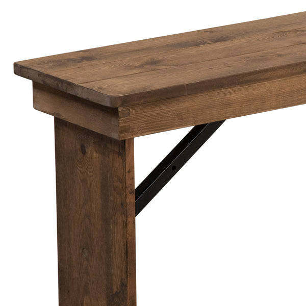 Antique Rustic |#| 40" x 12" Antique Rustic Solid Pine Folding Farm Bench