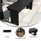 Black Wash |#| 40" x 12" Antique Solid Pine Farmhouse Folding Bench in Black Wash