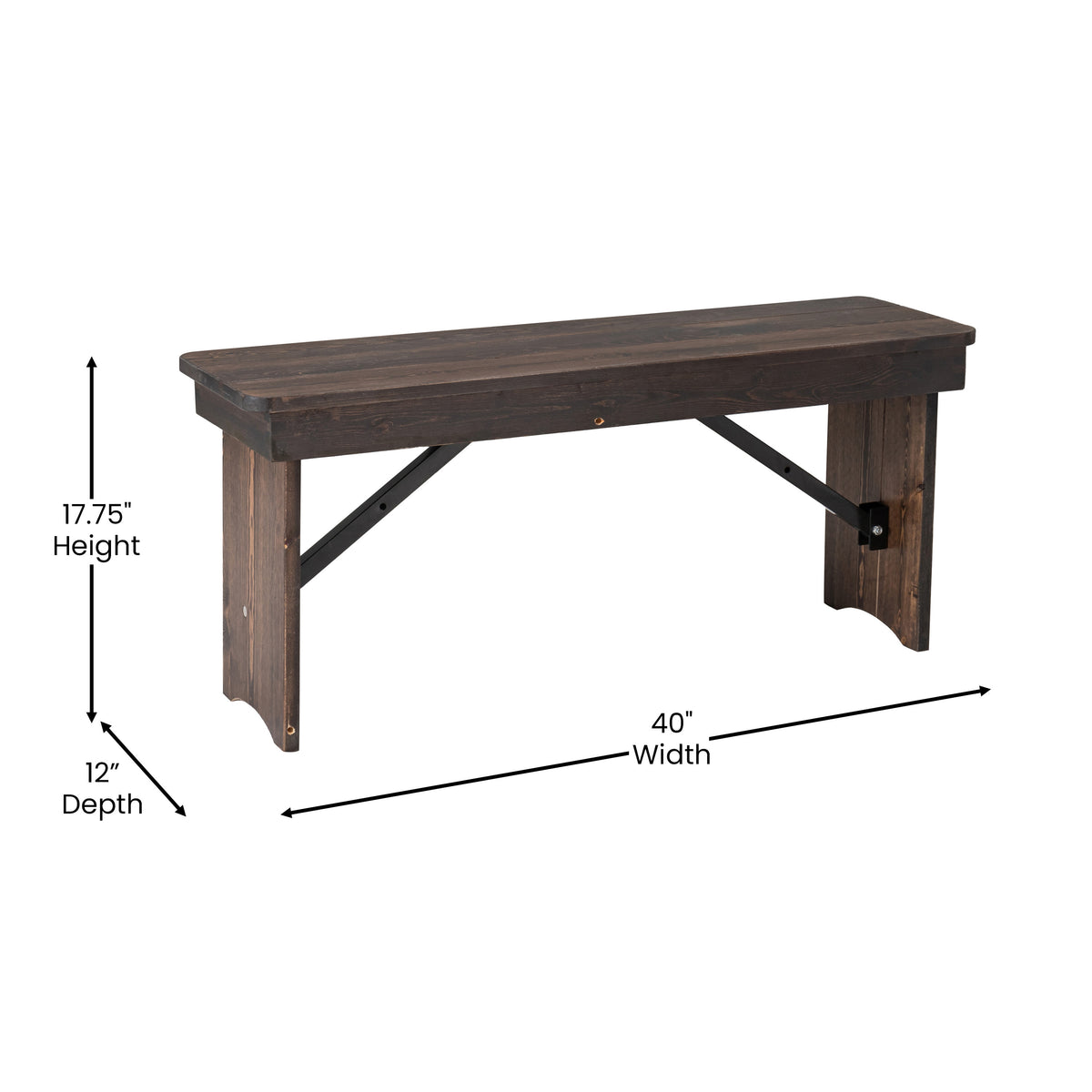 Mahogany |#| 40" x 12" Mahogany Solid Pine Folding Farm Bench