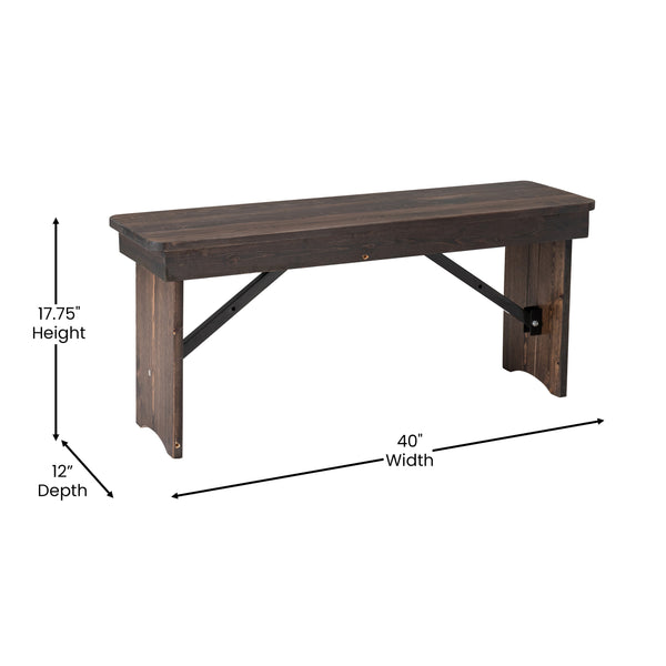 Mahogany |#| 40" x 12" Mahogany Solid Pine Folding Farm Bench