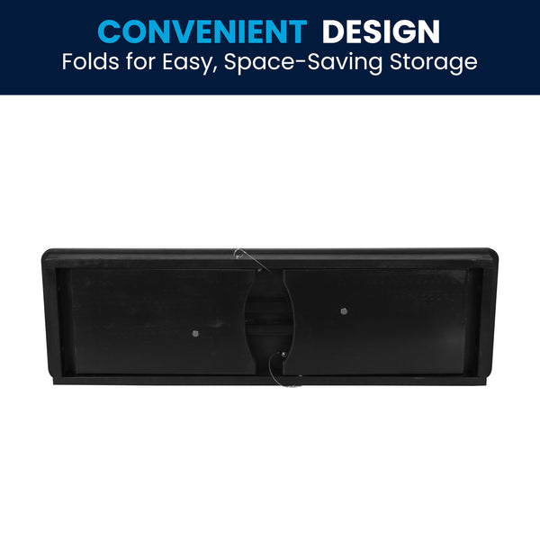 Black Wash |#| 40" x 12" Antique Solid Pine Farmhouse Folding Bench in Black Wash