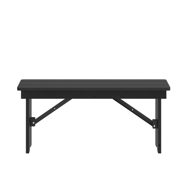 Black Wash |#| 40" x 12" Antique Solid Pine Farmhouse Folding Bench in Black Wash