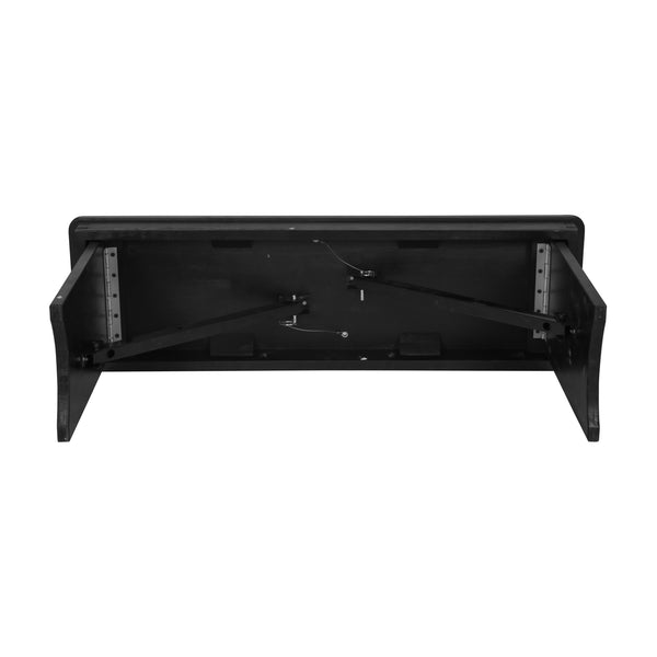Black Wash |#| 40" x 12" Antique Solid Pine Farmhouse Folding Bench in Black Wash