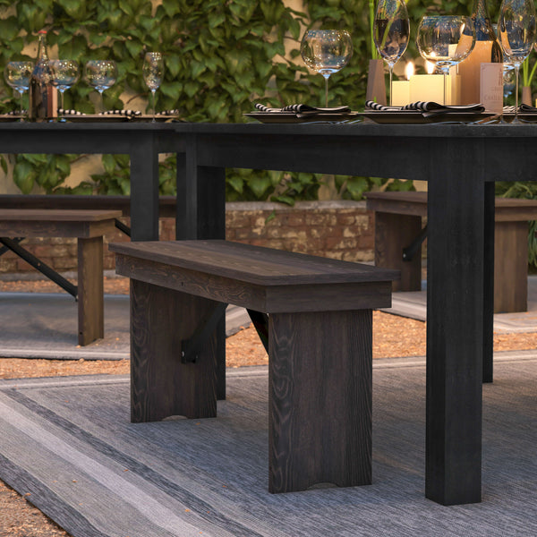 Mahogany |#| 40" x 12" Mahogany Solid Pine Folding Farm Bench