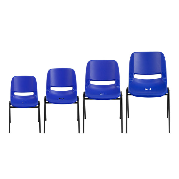 Navy Plastic/Black Frame |#| 440 lb. Rated Kid's Navy Ergonomic Shell Stack Chair-Black Frame-12inch Seat Height