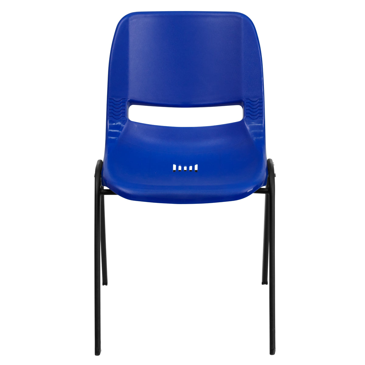 Navy Plastic/Black Frame |#| 440 lb. Rated Kid's Navy Ergonomic Shell Stack Chair-Black Frame-12inch Seat Height