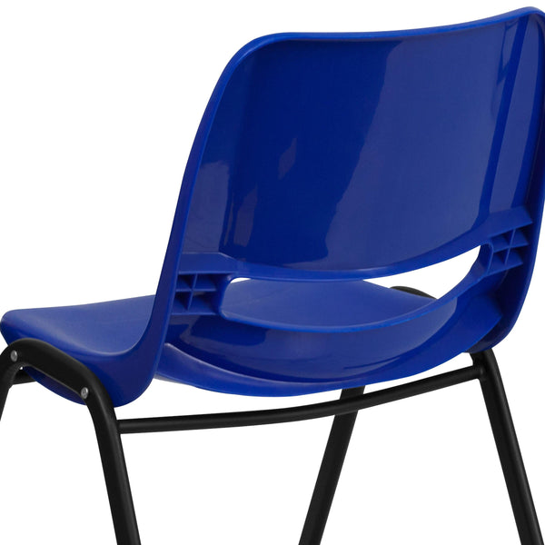 Navy Plastic/Black Frame |#| 440 lb. Rated Kid's Navy Ergonomic Shell Stack Chair-Black Frame-12inch Seat Height