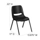 Black Plastic/Black Frame |#| 440 lb. Rated Kid's Black Ergonomic Stack Chair - Black Frame-12inch Seat Height
