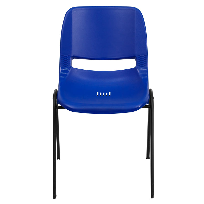 Navy Plastic/Black Frame |#| 440 lb. Rated Kid's Navy Ergonomic Shell Stack Chair-Black Frame-14inch Seat Height