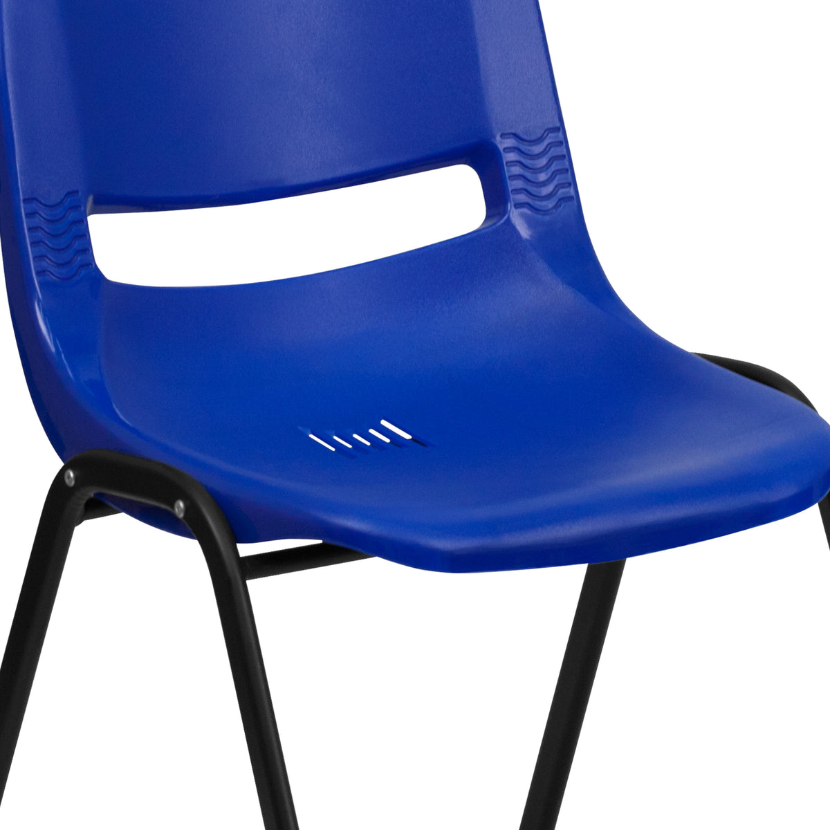 Navy Plastic/Black Frame |#| 440 lb. Rated Kid's Navy Ergonomic Shell Stack Chair-Black Frame-14inch Seat Height