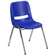 Navy Plastic/Chrome Frame |#| 440 lb. Rated Kid's Navy Contour Shell Stack Chair-Chrome Frame-14inch Seat Height