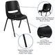 Black Plastic/Black Frame |#| 440 lb. Rated Kid's Black Contour Shell Stack Chair-Black Frame-14inch Seat Height