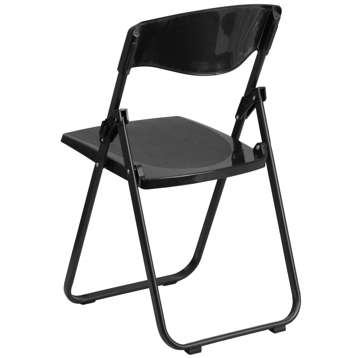 Black |#| 500 lb. Capacity Heavy Duty Black Folding Chair with Built-in Ganging Brackets