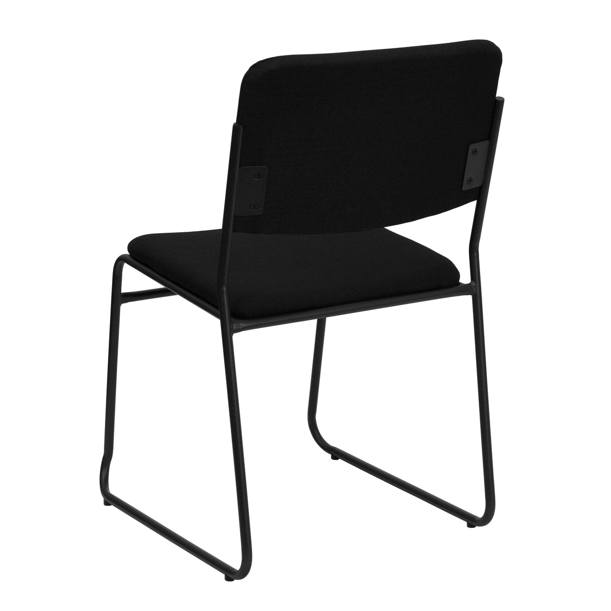 Black Fabric/Black Frame |#| 500 lb. Capacity High Density Black Fabric Stacking Chair with Sled Base