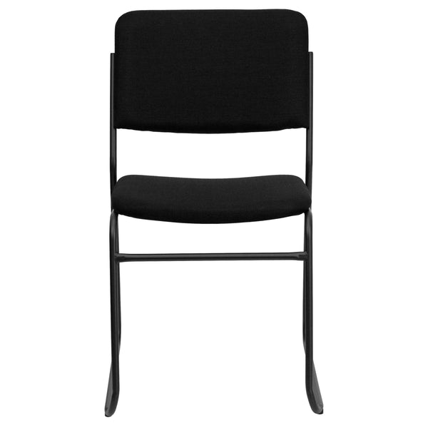 Black Fabric/Black Frame |#| 500 lb. Capacity High Density Black Fabric Stacking Chair with Sled Base