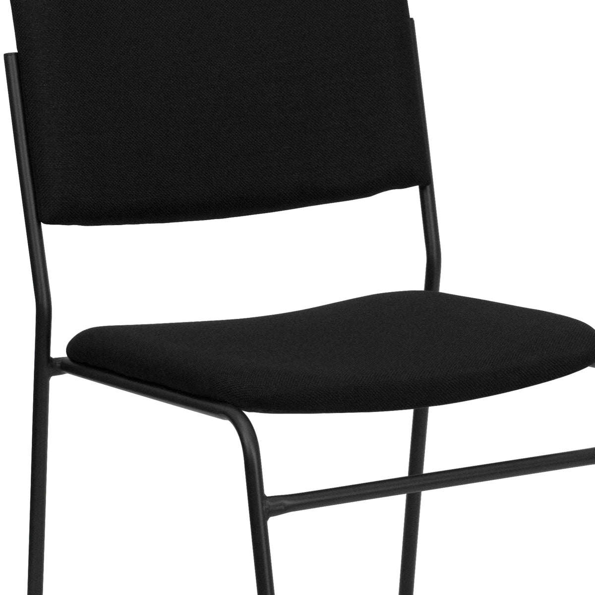 Black Fabric/Black Frame |#| 500 lb. Capacity High Density Black Fabric Stacking Chair with Sled Base