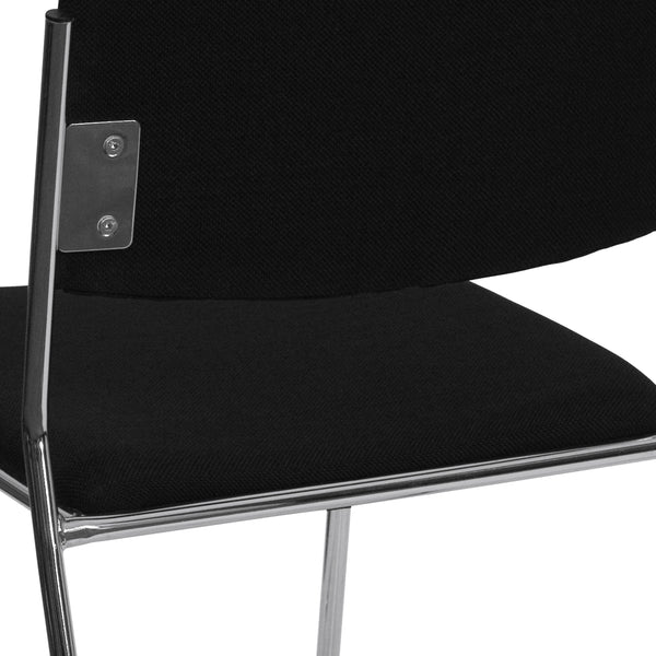 Black Fabric/Chrome Frame |#| 500 lb. Capacity Black Fabric High Density Stacking Chair with Chrome Sled Base