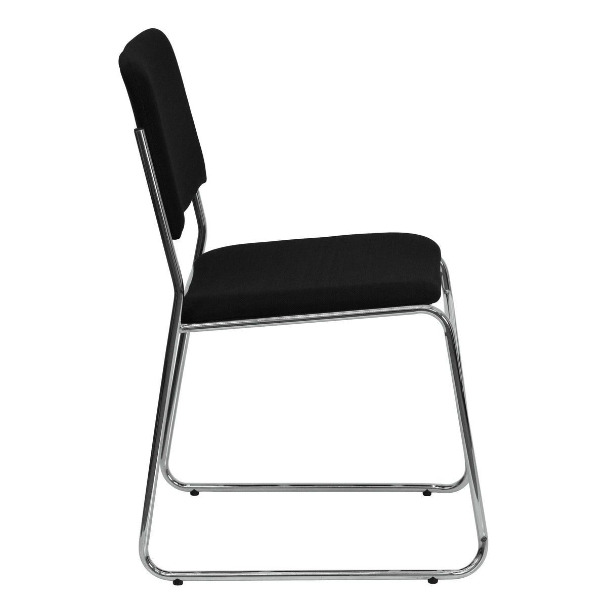 Black Fabric/Chrome Frame |#| 500 lb. Capacity Black Fabric High Density Stacking Chair with Chrome Sled Base