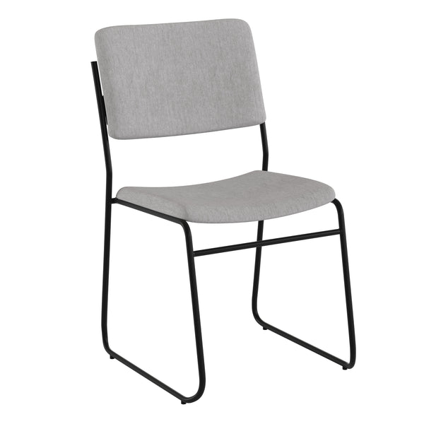 Gray Fabric/Black Frame |#| 500 lb. Capacity High Density Gray Fabric Stacking Chair with Sled Base