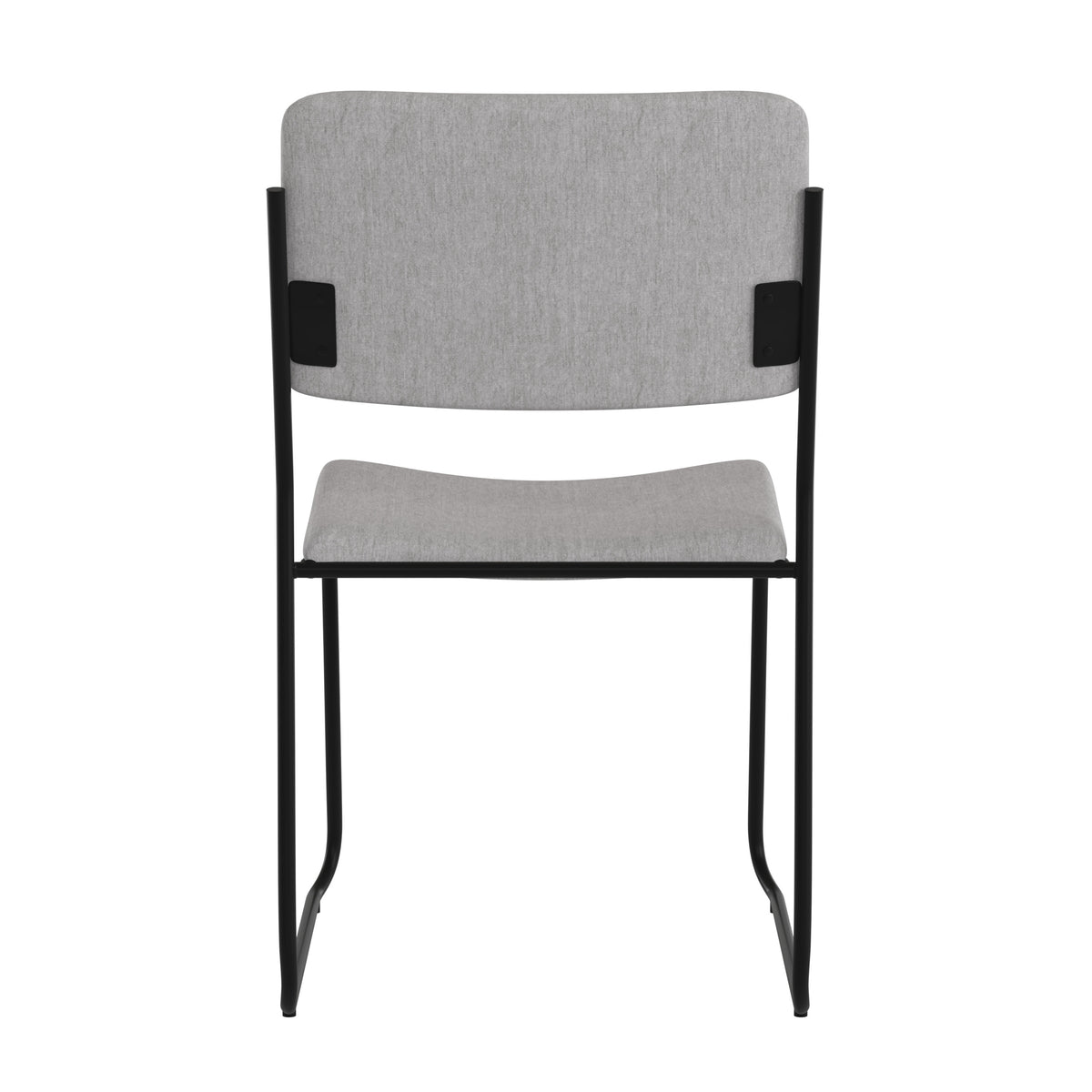 Gray Fabric/Black Frame |#| 500 lb. Capacity High Density Gray Fabric Stacking Chair with Sled Base