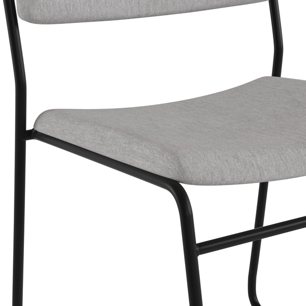 Gray Fabric/Black Frame |#| 500 lb. Capacity High Density Gray Fabric Stacking Chair with Sled Base