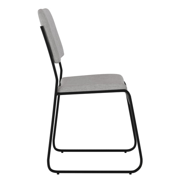 Gray Fabric/Black Frame |#| 500 lb. Capacity High Density Gray Fabric Stacking Chair with Sled Base