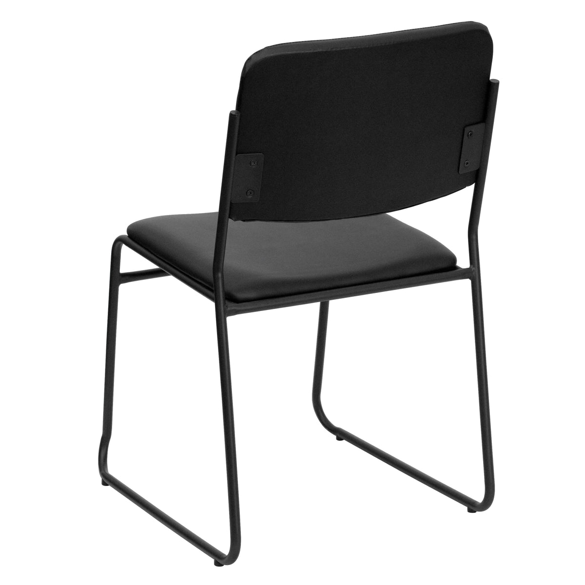 Black Vinyl/Black Frame |#| 500 lb. Capacity High Density Black Vinyl Stacking Chair with Sled Base