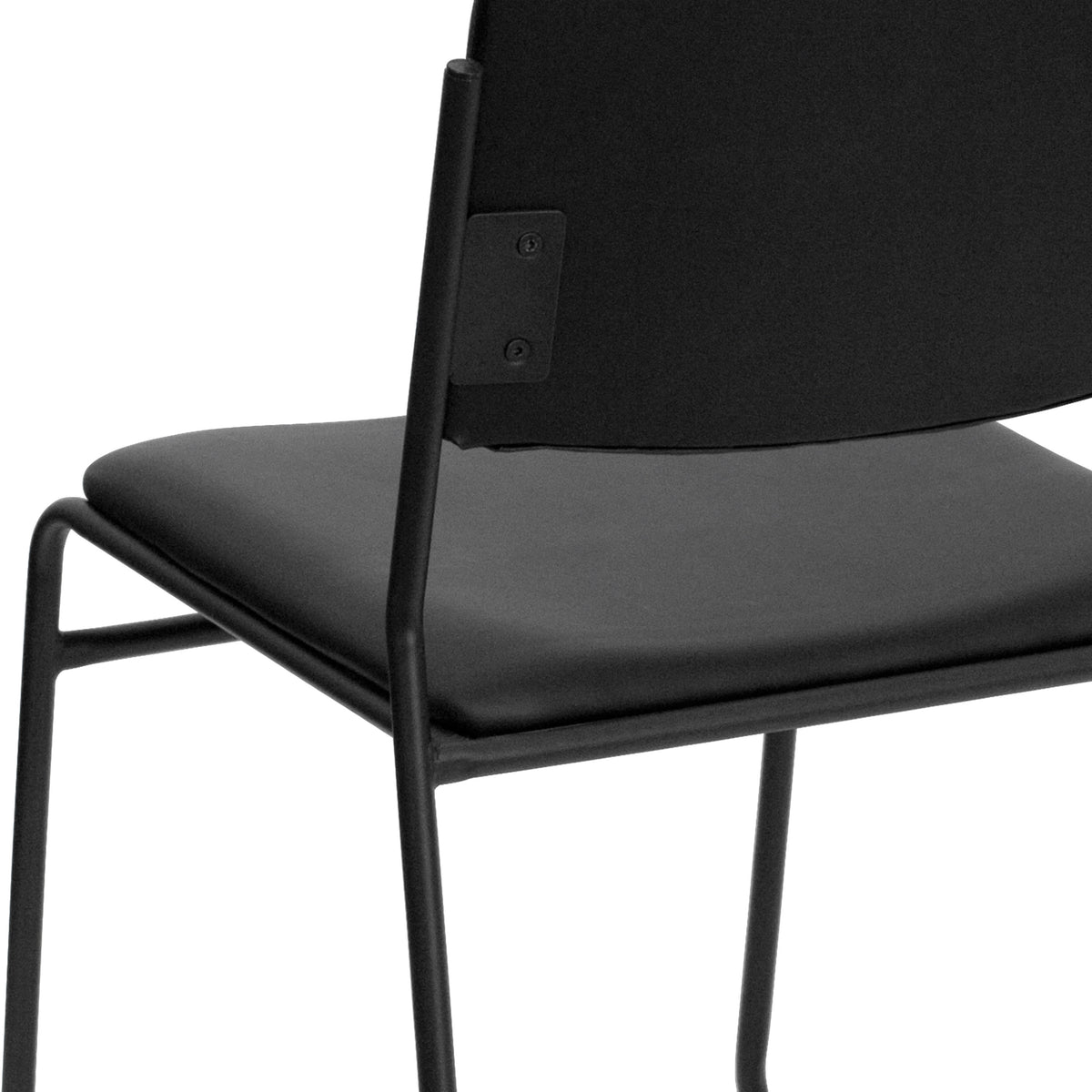 Black Vinyl/Black Frame |#| 500 lb. Capacity High Density Black Vinyl Stacking Chair with Sled Base