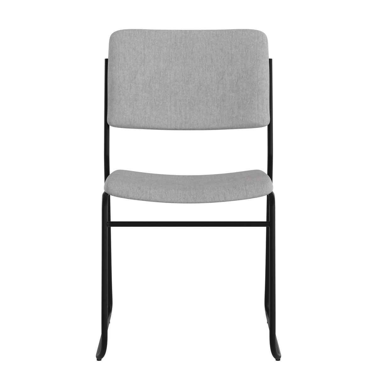 Gray Fabric/Black Frame |#| 500 lb. Capacity High Density Gray Fabric Stacking Chair with Sled Base