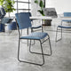 Navy Vinyl/Black Frame |#| 500 lb. Capacity High Density Navy Vinyl Stacking Chair with Sled Base