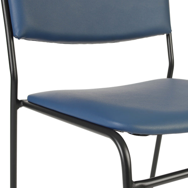 Navy Vinyl/Black Frame |#| 500 lb. Capacity High Density Navy Vinyl Stacking Chair with Sled Base