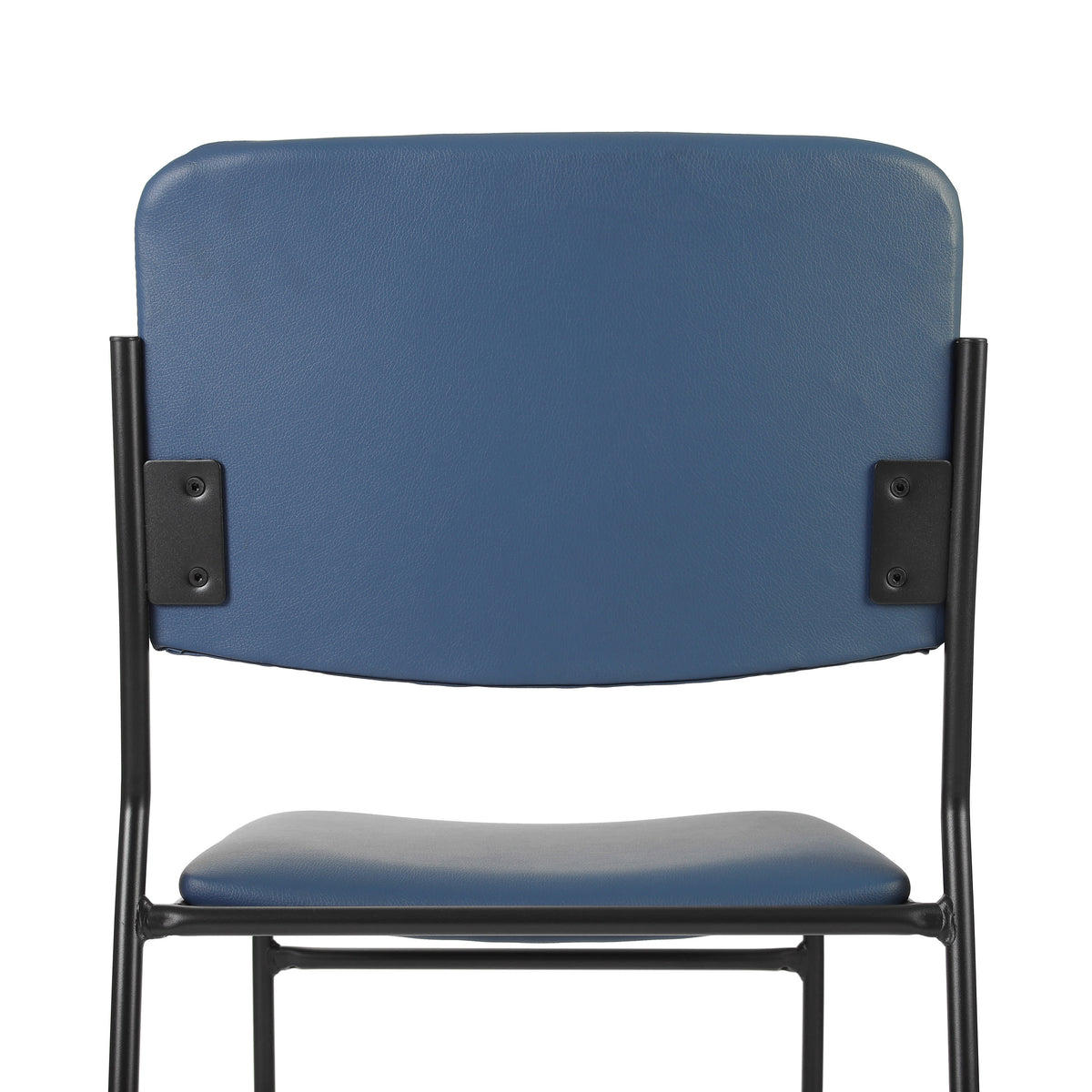 Navy Vinyl/Black Frame |#| 500 lb. Capacity High Density Navy Vinyl Stacking Chair with Sled Base