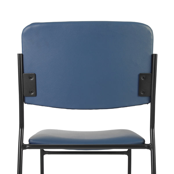 Navy Vinyl/Black Frame |#| 500 lb. Capacity High Density Navy Vinyl Stacking Chair with Sled Base
